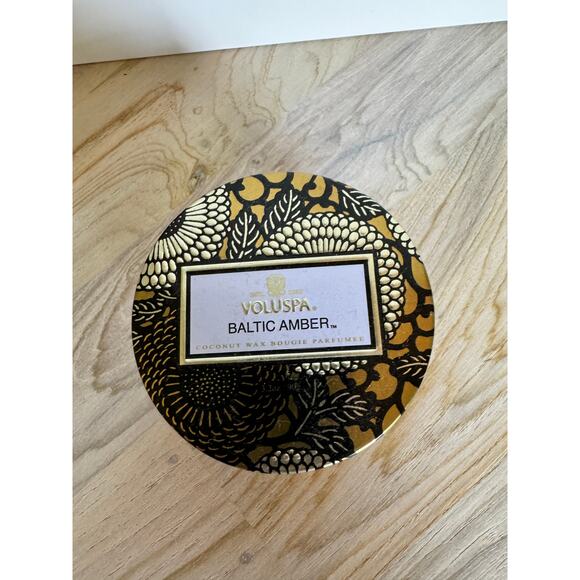 Voluspa Baltic Amber Jar Candle 1-Tealight Natural Coconut Wax 3.2 oz - Picture 2 of 4
